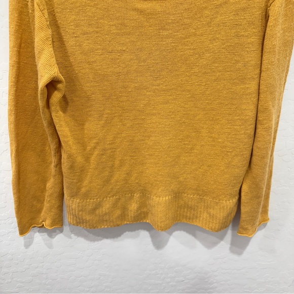 Eileen Fisher Crew Neck Sweater Womens Medium Linen Golden Yellow - Picture 3 of 6
